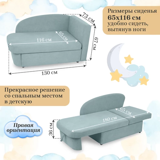 Диван-кровать правая 1050 мятный Brendoss в Североуральске - severouralsk.mebel-e96.ru