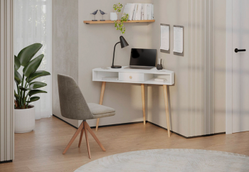 Стол письменный угловой, арт.6-01104, белый(ГК) в Североуральске - severouralsk.mebel-e96.ru