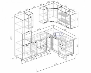 Угловой кухонный гарнитур Латте 2400х1600 мм в Североуральске - severouralsk.mebel-e96.ru