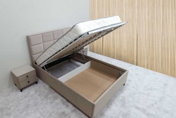 Кровать с подъемным механизмом Мега беж (Лин) в Североуральске - severouralsk.mebel-e96.ru