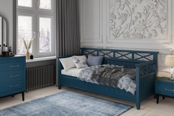 Кровать из массива Амелия сапфир без ящиков (БМ) в Североуральске - severouralsk.mebel-e96.ru