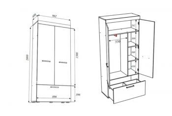 Шкаф Бастон 900 мм (Эра) в Североуральске - severouralsk.mebel-e96.ru