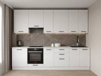 Кухонный гарнитур высокий Белый глянец 3000 мм МДФ (Санвут) в Североуральске - severouralsk.mebel-e96.ru