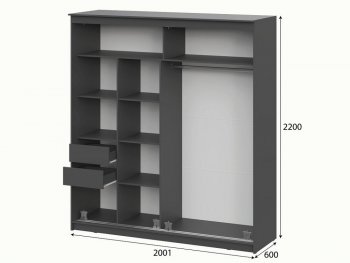 Шкаф-купе №25 2000 мм Блэк ЛАЙТ графит (СВ) в Североуральске - severouralsk.mebel-e96.ru