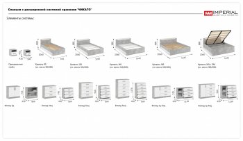 Спальный гарнитур Чикаго модульный, ателье светлый/белый (Имп) в Североуральске - severouralsk.mebel-e96.ru