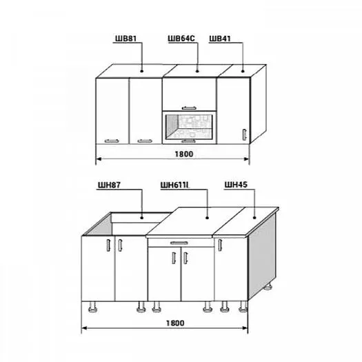 Кухонный гарнитур Диана-4У Лофт 1800 мм в Североуральске - severouralsk.mebel-e96.ru