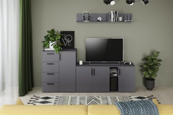 Стенка Эйр модульная, графит (Моби) в Североуральске - severouralsk.mebel-e96.ru