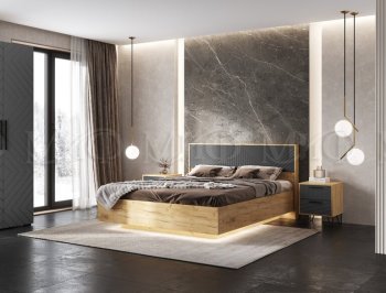 Кровать парящая Флэш крафт/графит(Миф) в Североуральске - severouralsk.mebel-e96.ru