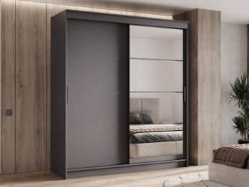 Шкаф-купе 2000 мм Гранд-1 ЛДСП/Зеркало, графит (Эра) в Североуральске - severouralsk.mebel-e96.ru