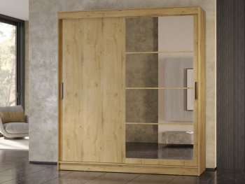 Шкаф-купе 2000 мм Гранд-1 ЛДСП/Зеркало, дуб вотан (Эра) в Североуральске - severouralsk.mebel-e96.ru