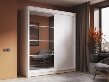 Шкаф-купе 2000 мм Гранд-1 ЛДСП/Зеркало, Белый (Эра) в Североуральске - severouralsk.mebel-e96.ru