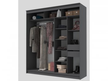 Шкаф-купе 2000 мм Гранд-1 зеркало/зеркало, графит (Эра) в Североуральске - severouralsk.mebel-e96.ru