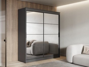 Шкаф-купе 2000 мм Гранд-1 зеркало/зеркало, графит (Эра) в Североуральске - severouralsk.mebel-e96.ru