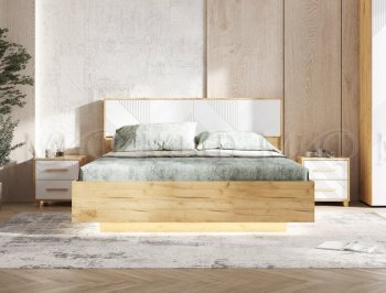 Кровать парящая Ирис крафт/белый с подсветкой (Миф) в Североуральске - severouralsk.mebel-e96.ru