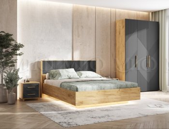 Кровать парящая Ирис крафт/графит(Миф) в Североуральске - severouralsk.mebel-e96.ru