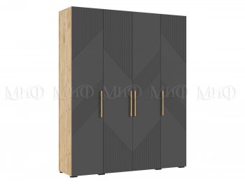Шкаф 1800 мм Ирис с антресолью крафт/графит (Миф) в Североуральске - severouralsk.mebel-e96.ru