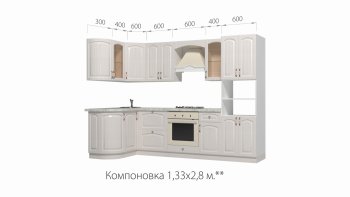 Кухонный гарнитур Кантри 1330*2800 мм в Североуральске - severouralsk.mebel-e96.ru