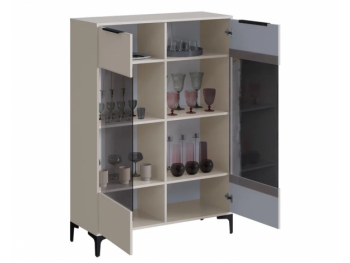 Шкаф со стеклом Кимберли кашемир (Handis) в Североуральске - severouralsk.mebel-e96.ru