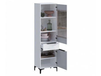 Пенал 550 мм со стеклом Кимберли белый (Handis) в Североуральске - severouralsk.mebel-e96.ru