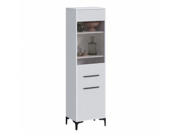 Пенал 550 мм со стеклом Кимберли белый (Handis) в Североуральске - severouralsk.mebel-e96.ru