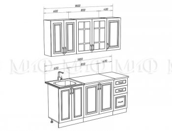 Кухонный гарнитур Констанция 1800 мм белый/джинс (Миф) в Североуральске - severouralsk.mebel-e96.ru