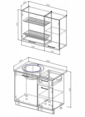 Кухонный гарнитур Антрацит 1000 в Североуральске - severouralsk.mebel-e96.ru