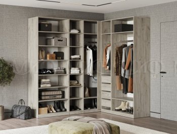 Гардеробная/шкаф 2200*1706 мм Ларго №3 дуб крафт серый/кашемир (Миф) в Североуральске - severouralsk.mebel-e96.ru