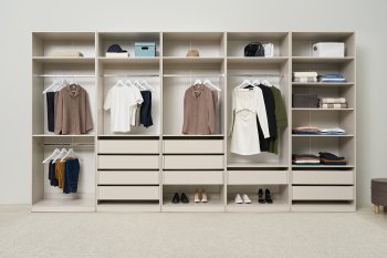 Гардеробная/шкаф 4000 мм Ларго №1 открытая Кашемир (Миф) в Североуральске - severouralsk.mebel-e96.ru