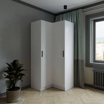 Шкаф угловой Ларс (угол прямой), Белый (Микон) в Североуральске - severouralsk.mebel-e96.ru