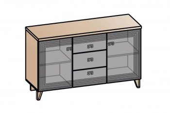 Комод 2дв, 3ящ Лежер КМ-3103 дуб серый/холст вулканический(СанТан) в Североуральске - severouralsk.mebel-e96.ru