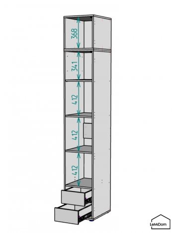 Шкаф с антресолью 400 мм Linnea MHR-1A-4 2450х400х510 (ДВ-М 11.1.25) в Североуральске - severouralsk.mebel-e96.ru