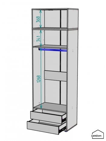 Шкаф с антресолью 800 мм Linnea MHR-2A-3 2450х800х510 (ДВ-М 11.1.25) в Североуральске - severouralsk.mebel-e96.ru