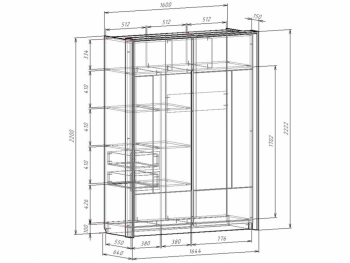 Шкаф-купе 1600 мм Либерти (Росток) в Североуральске - severouralsk.mebel-e96.ru