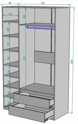 Шкаф Мальта 1350 мм Графит в Североуральске - severouralsk.mebel-e96.ru