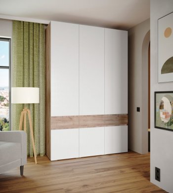 Шкаф 1500 мм Мерида крафт табачный/белый (Микон) в Североуральске - severouralsk.mebel-e96.ru