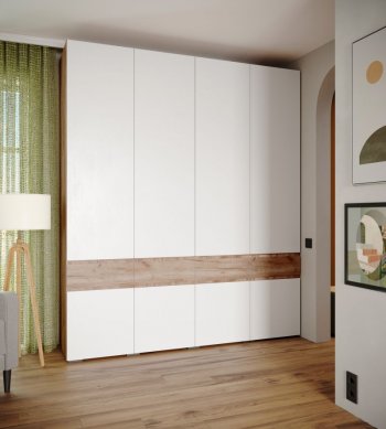 Шкаф 2000 мм Мерида крафт табачный/белый (Микон) в Североуральске - severouralsk.mebel-e96.ru