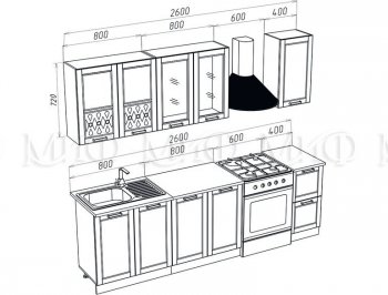 Кухонный гарнитур Милано 2000 мм орех (Миф) в Североуральске - severouralsk.mebel-e96.ru