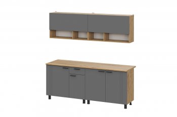 Кухонный гарнитур Монако 2000 мм графит (СВ) в Североуральске - severouralsk.mebel-e96.ru