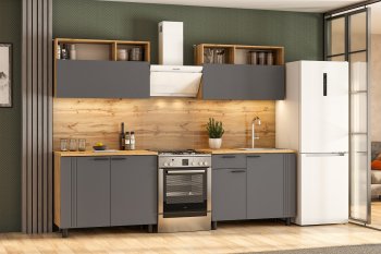 Кухонный гарнитур Монако 2000 мм графит (СВ) в Североуральске - severouralsk.mebel-e96.ru