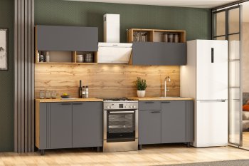 Кухонный гарнитур Монако 2000 мм графит (СВ) в Североуральске - severouralsk.mebel-e96.ru