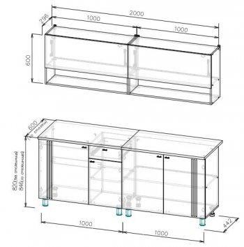 Кухонный гарнитур Монако 2000 мм СВ) в Североуральске - severouralsk.mebel-e96.ru