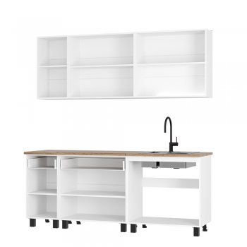 Кухонный гарнитур Монтана 2000 мм белый/графит (БТС) в Североуральске - severouralsk.mebel-e96.ru