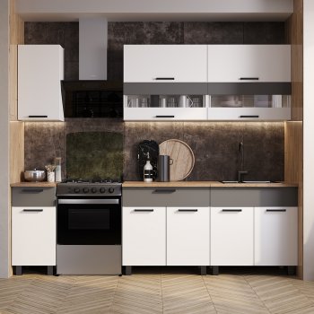 Кухонный гарнитур Монтана 2000 мм белый/графит (БТС) в Североуральске - severouralsk.mebel-e96.ru