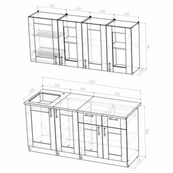 Кухонный гарнитур Ника демо 1700 мм (Герда) в Североуральске - severouralsk.mebel-e96.ru