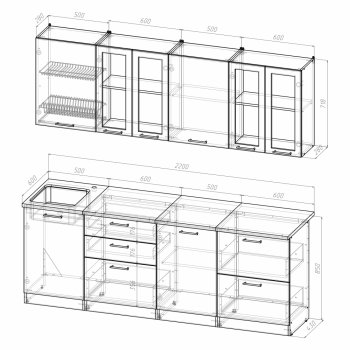 Кухонный гарнитур Ника компакт 2200 мм (Герда) в Североуральске - severouralsk.mebel-e96.ru