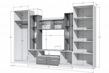 Стенка Николь-2 крафт серый/кашемир (Зарон) в Североуральске - severouralsk.mebel-e96.ru