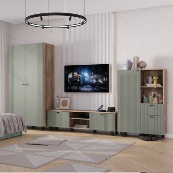 Стенка Олива комп.3 эвкалипт софт (БТС) в Североуральске - severouralsk.mebel-e96.ru