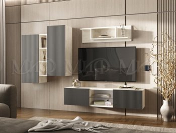 Стенка Оскар крафт белый/графит (Миф) в Североуральске - severouralsk.mebel-e96.ru