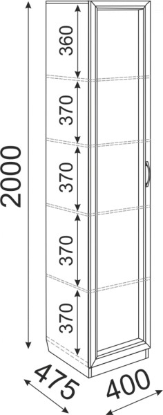 Пенал Остин М03 полки 400 (Риннер) в Североуральске - severouralsk.mebel-e96.ru