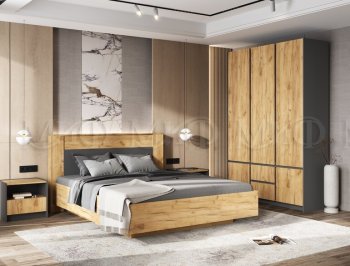 Кровать парящая Остин крафт/графит (Миф) в Североуральске - severouralsk.mebel-e96.ru